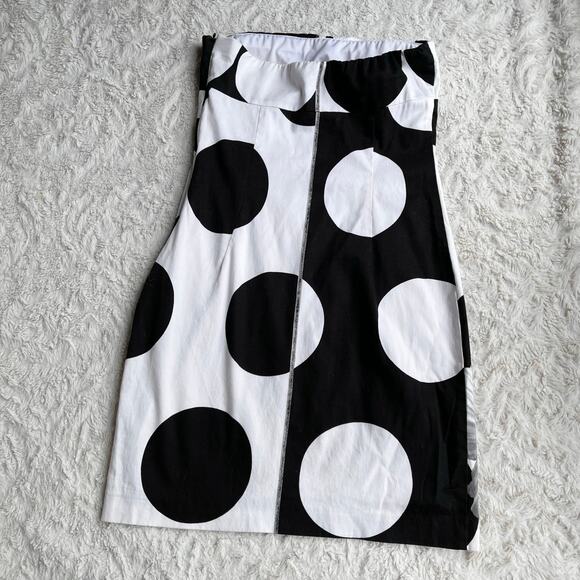 Cache strapless polka dot flower mini dress white black floral vintage Y2K 4 - Picture 12 of 16